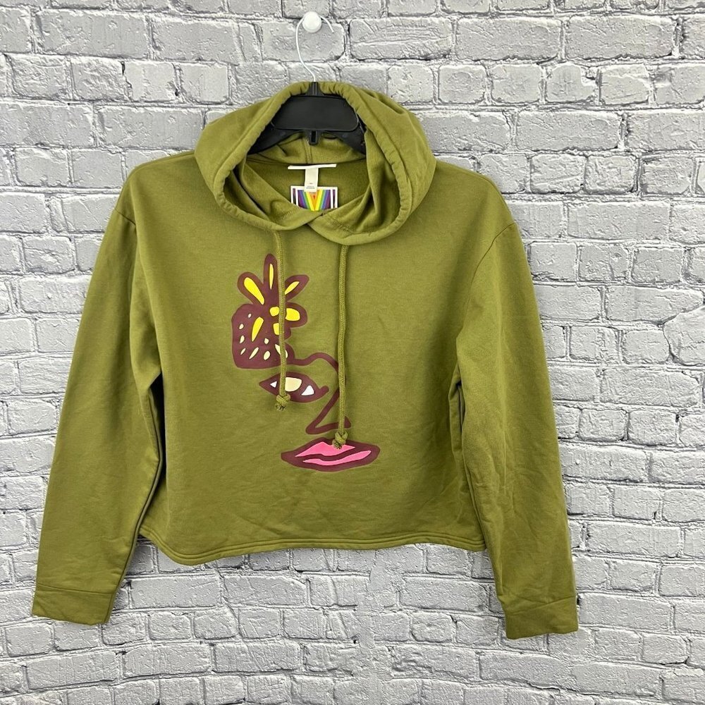 Take Pride Target Fleece Graphic Hoodie Cropped Green M